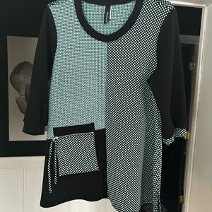 Black & Mint Polka Dot Tunic Top xl